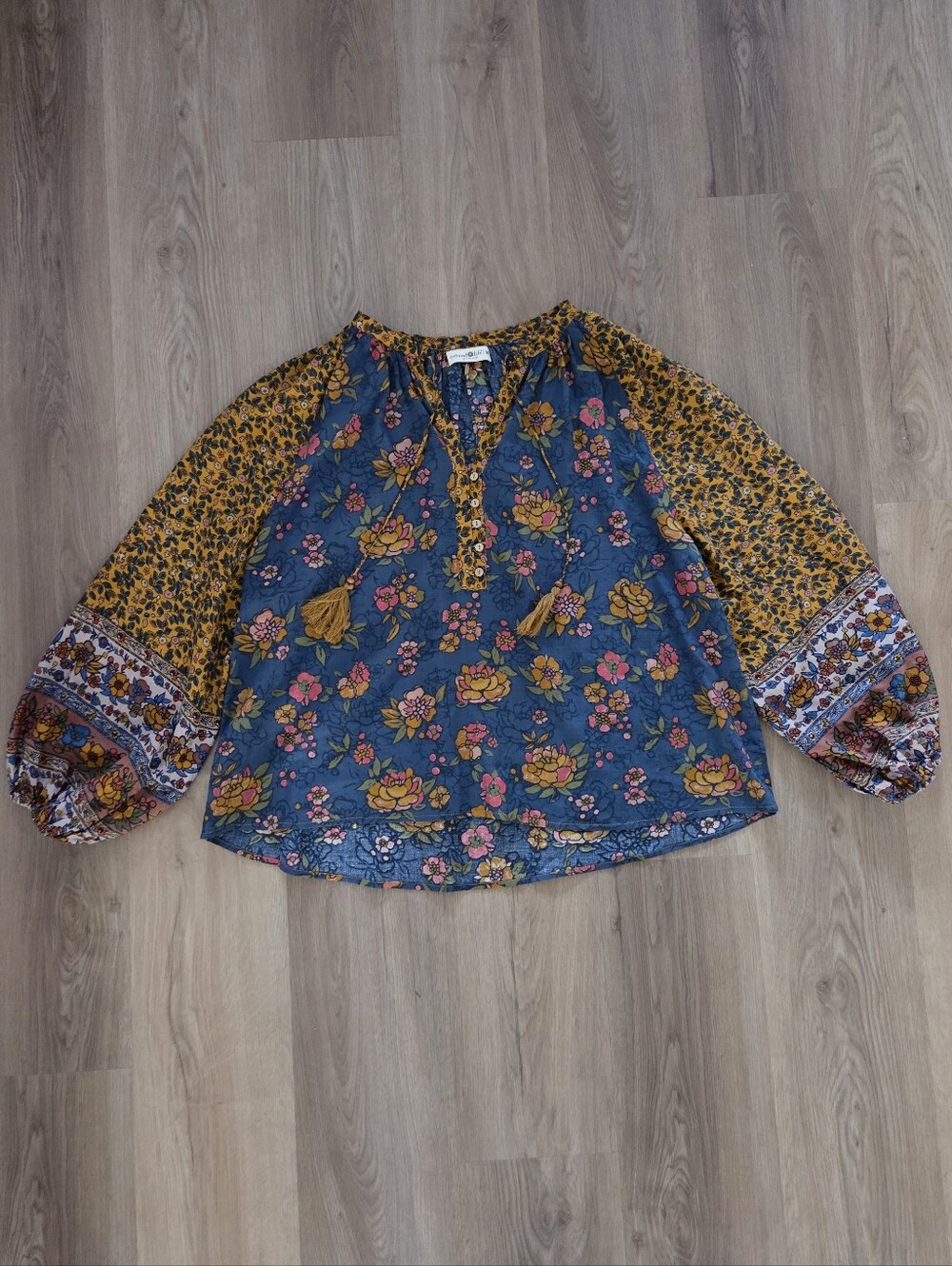 Natural Life Wmns Get Up & Go Blouse M Bohocore Hippie Cottage Capsule Floral - Picture 2 of 8